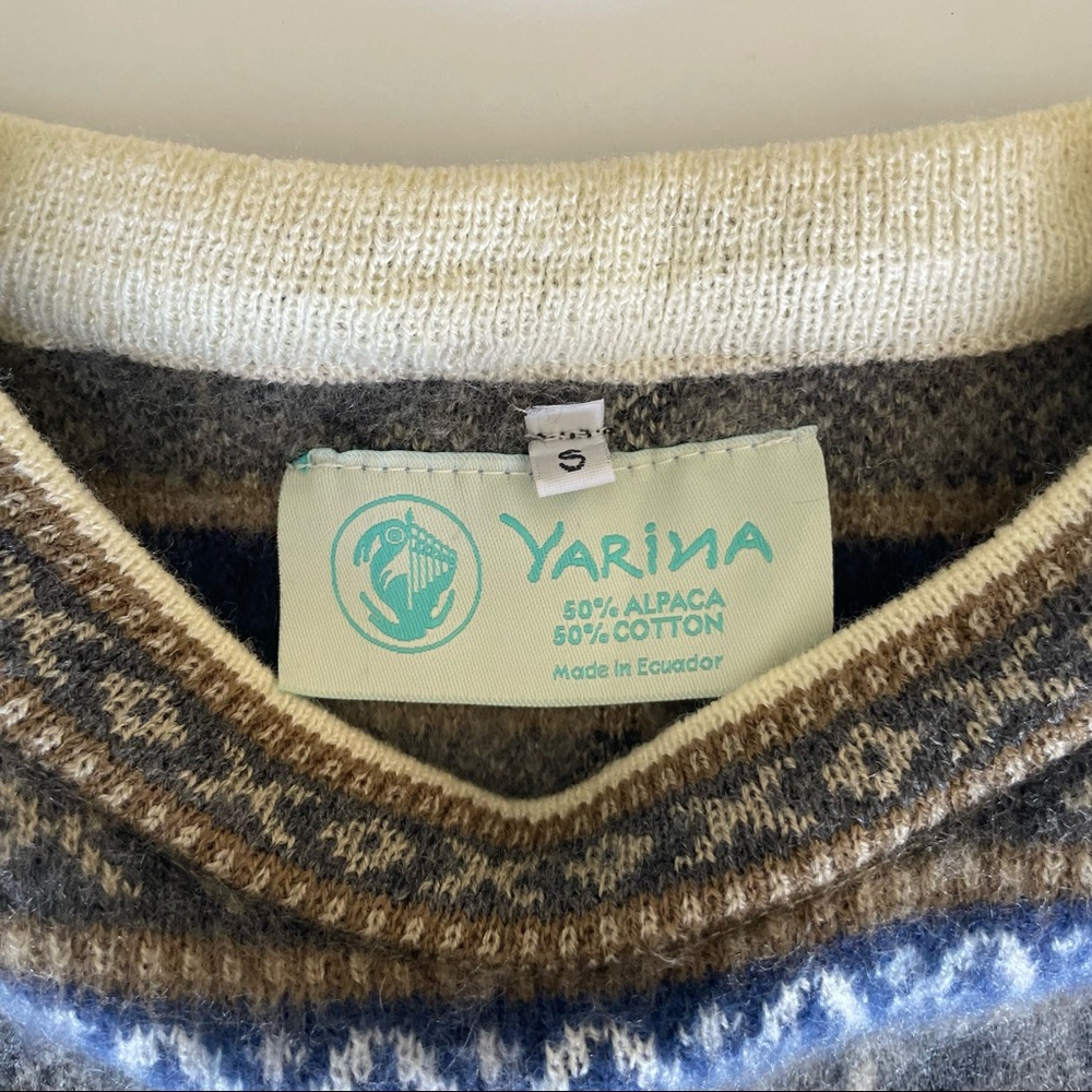 Yarina Ecuador Artisan Alpaca Cotton Cream Pullov… - image 6